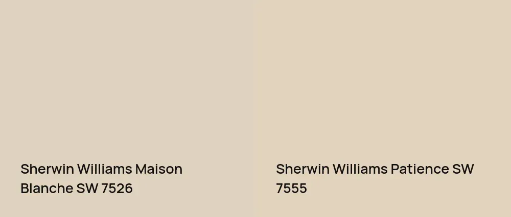 Sherwin Williams Maison Blanche SW 7526 vs Sherwin Williams Patience SW 7555