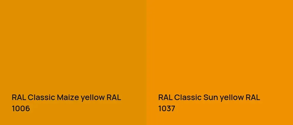 RAL Classic  Maize yellow RAL 1006 vs RAL Classic  Sun yellow RAL 1037