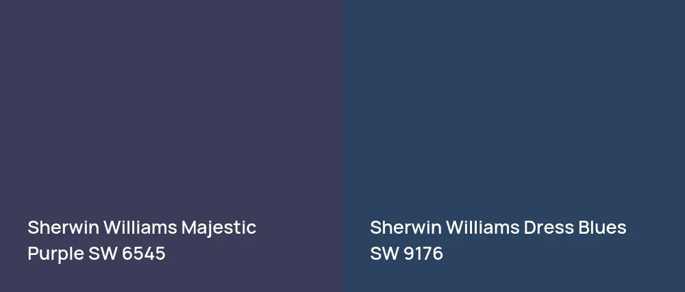 Sherwin Williams Majestic Purple SW 6545 vs Sherwin Williams Dress Blues SW 9176