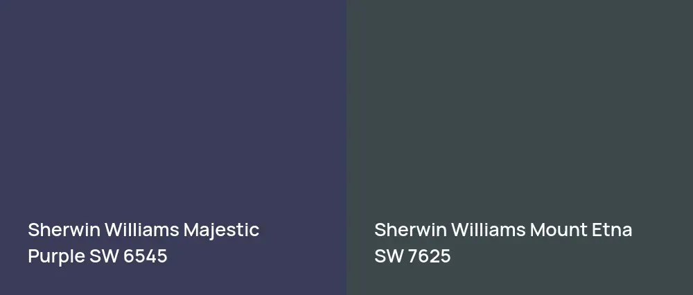 Sherwin Williams Majestic Purple SW 6545 vs Sherwin Williams Mount Etna SW 7625