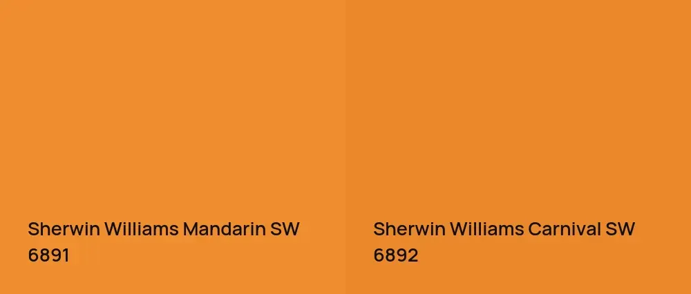 Sherwin Williams Mandarin SW 6891 vs Sherwin Williams Carnival SW 6892
