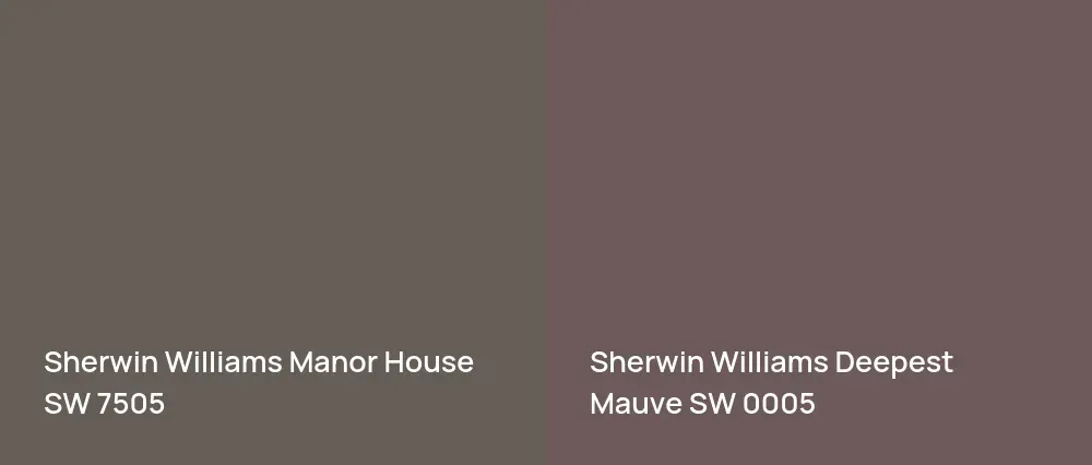 Sherwin Williams Manor House SW 7505 vs Sherwin Williams Deepest Mauve SW 0005