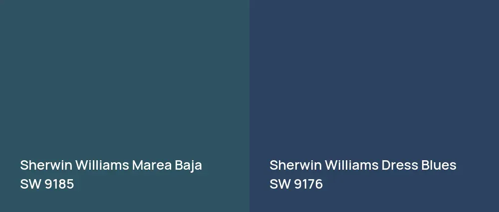 Sherwin Williams Marea Baja SW 9185 vs Sherwin Williams Dress Blues SW 9176
