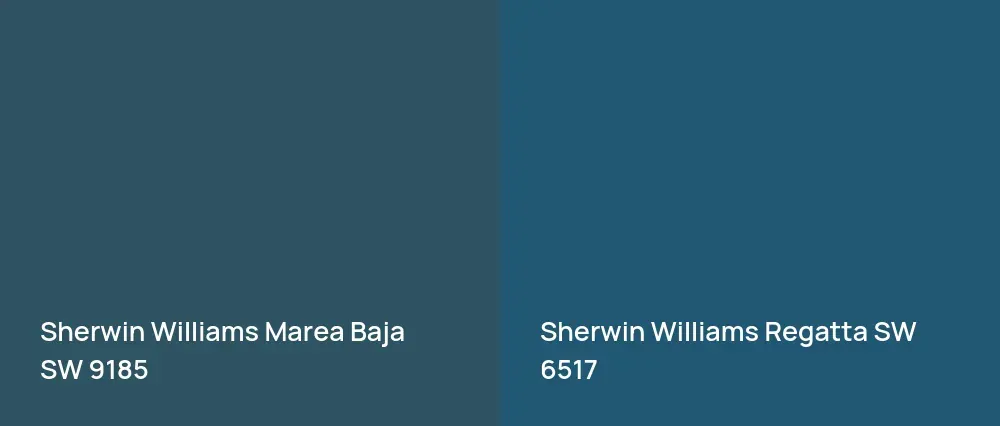 Sherwin Williams Marea Baja SW 9185 vs Sherwin Williams Regatta SW 6517