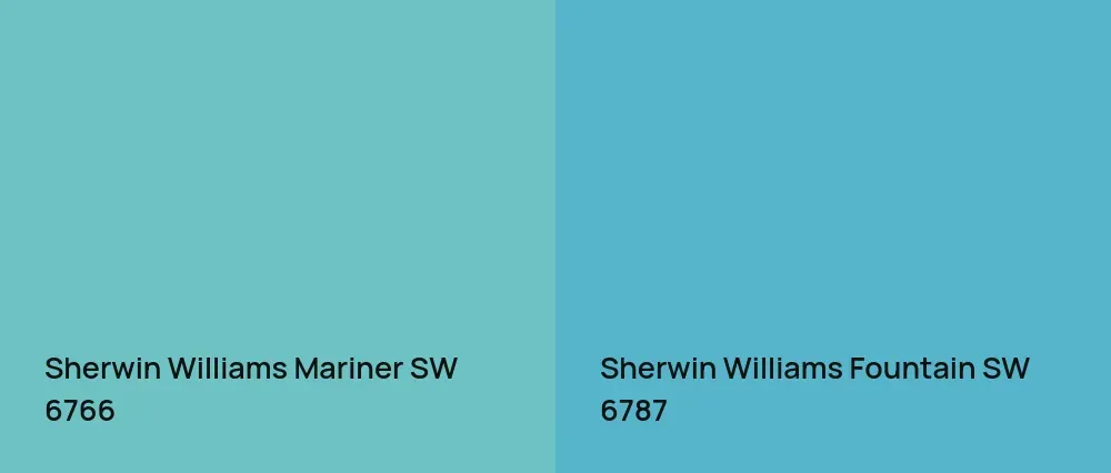 Sherwin Williams Mariner SW 6766 vs Sherwin Williams Fountain SW 6787