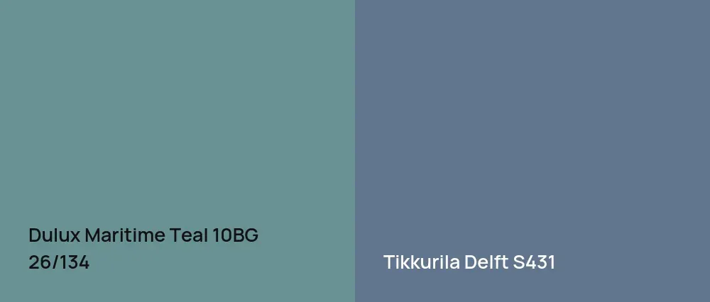 Dulux Maritime Teal 10BG 26/134 vs Tikkurila Delft S431