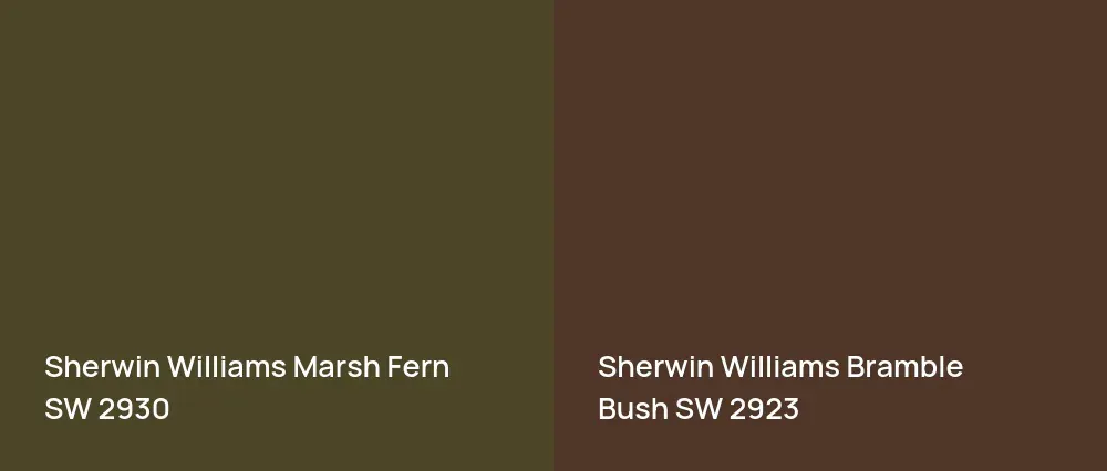 Sherwin Williams Marsh Fern SW 2930 vs Sherwin Williams Bramble Bush SW 2923