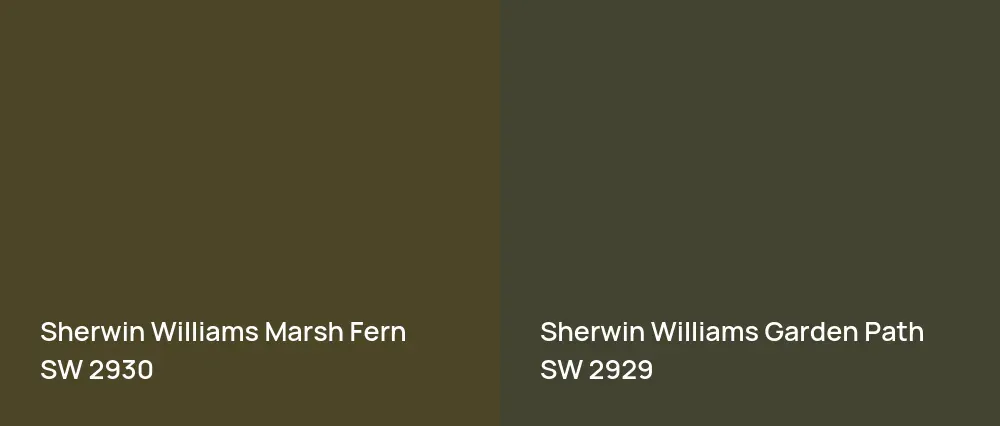 Sherwin Williams Marsh Fern SW 2930 vs Sherwin Williams Garden Path SW 2929
