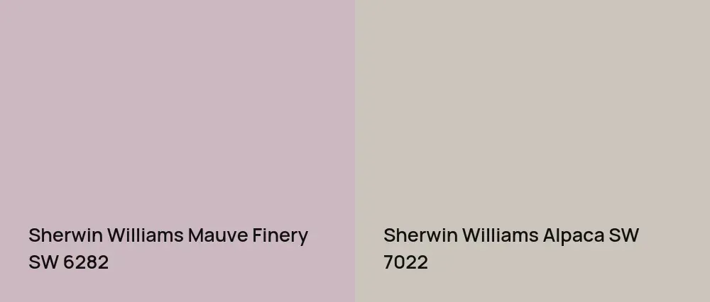 Sherwin Williams Mauve Finery SW 6282 vs Sherwin Williams Alpaca SW 7022
