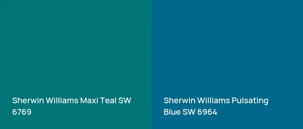 Sherwin Williams Maxi Teal SW 6769 vs Sherwin Williams Pulsating Blue SW 6964