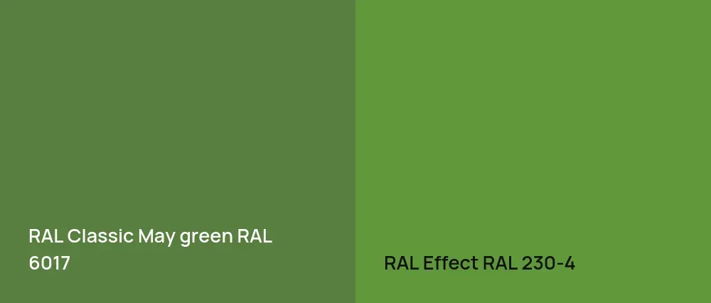 RAL Classic  May green RAL 6017 vs RAL Effect  RAL 230-4