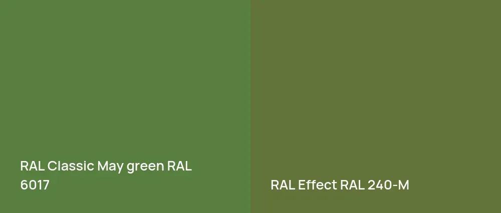 RAL Classic  May green RAL 6017 vs RAL Effect  RAL 240-M