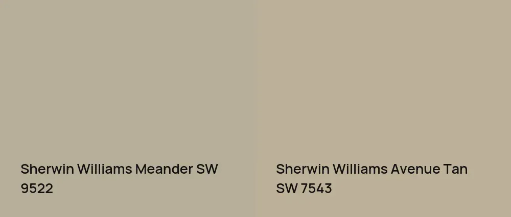 Sherwin Williams Meander SW 9522 vs Sherwin Williams Avenue Tan SW 7543