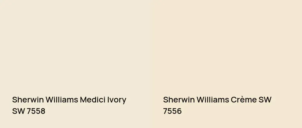 Sherwin Williams Medici Ivory SW 7558 vs Sherwin Williams Crème SW 7556