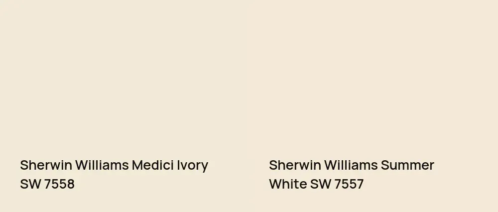 Sherwin Williams Medici Ivory SW 7558 vs Sherwin Williams Summer White SW 7557