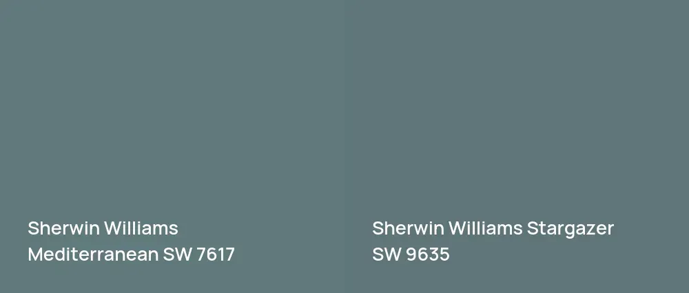 Sherwin Williams Mediterranean SW 7617 vs Sherwin Williams Stargazer SW 9635