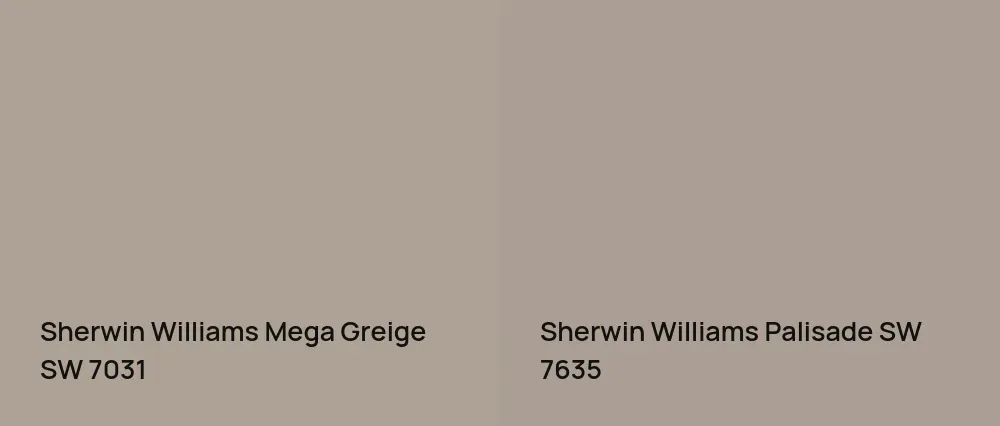 Sherwin Williams Mega Greige SW 7031 vs Sherwin Williams Palisade SW 7635