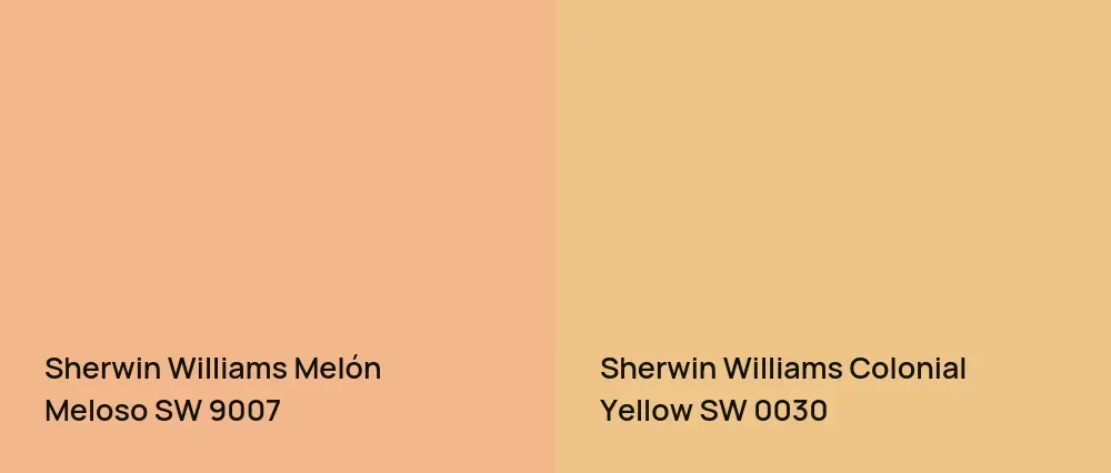 Sherwin Williams Melón Meloso SW 9007 vs Sherwin Williams Colonial Yellow SW 0030