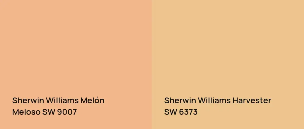 Sherwin Williams Melón Meloso SW 9007 vs Sherwin Williams Harvester SW 6373
