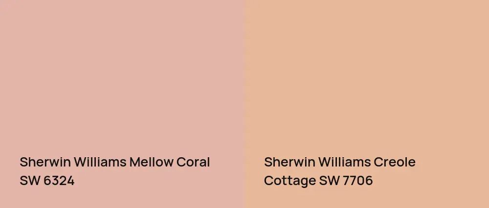 Sherwin Williams Mellow Coral SW 6324 vs Sherwin Williams Creole Cottage SW 7706