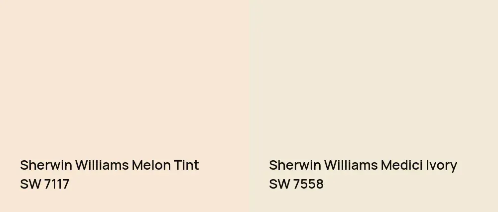 Sherwin Williams Melon Tint SW 7117 vs Sherwin Williams Medici Ivory SW 7558