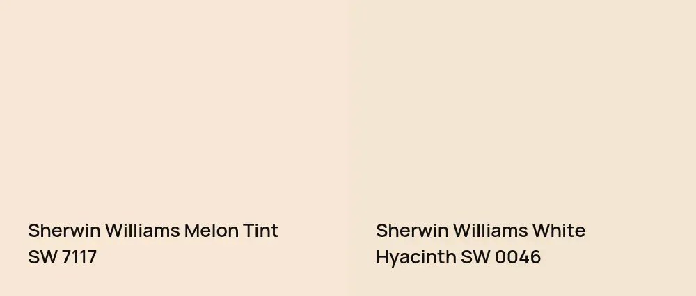Sherwin Williams Melon Tint SW 7117 vs Sherwin Williams White Hyacinth SW 0046