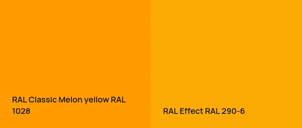 RAL Classic  Melon yellow RAL 1028 vs RAL Effect  RAL 290-6