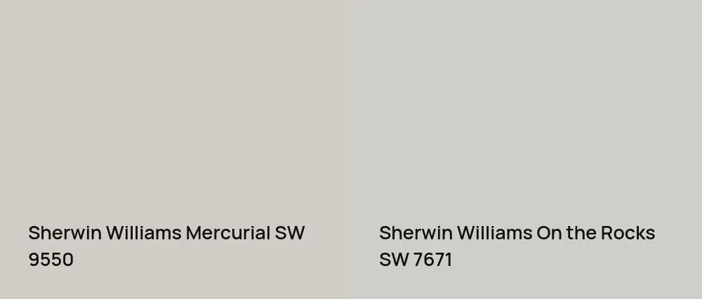 Sherwin Williams Mercurial SW 9550 vs Sherwin Williams On the Rocks SW 7671
