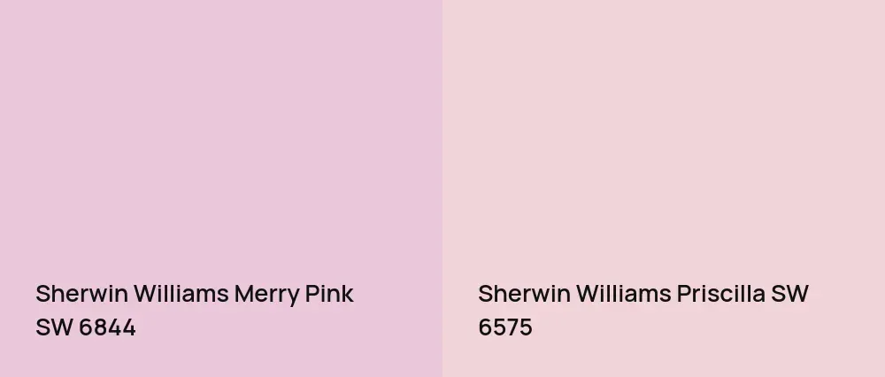 Sherwin Williams Merry Pink SW 6844 vs Sherwin Williams Priscilla SW 6575