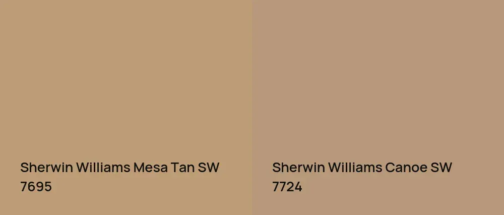 Sherwin Williams Mesa Tan SW 7695 vs Sherwin Williams Canoe SW 7724