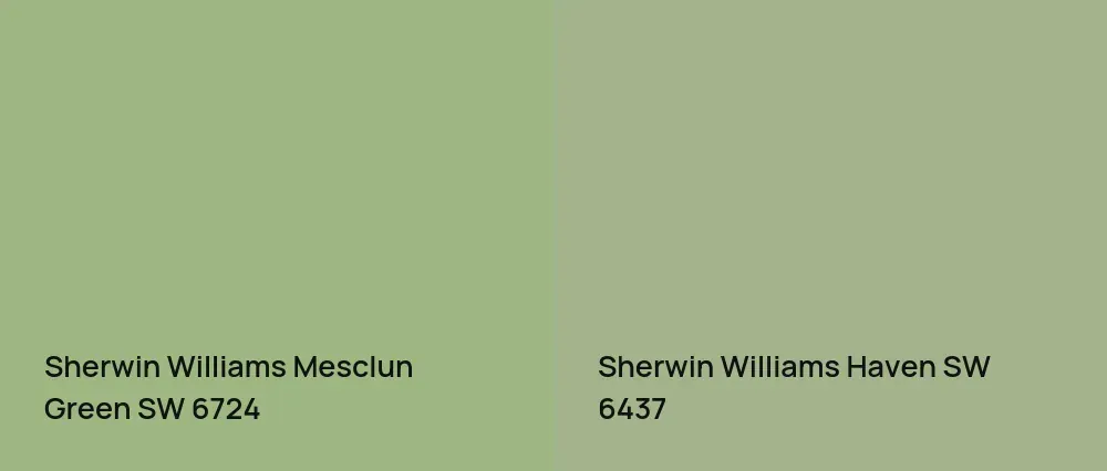 Sherwin Williams Mesclun Green SW 6724 vs Sherwin Williams Haven SW 6437