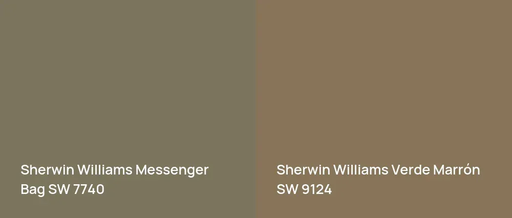 Sherwin Williams Messenger Bag SW 7740 vs Sherwin Williams Verde Marrón SW 9124
