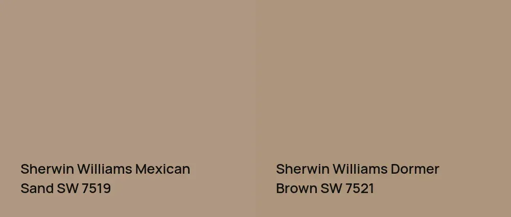 Sherwin Williams Mexican Sand SW 7519 vs Sherwin Williams Dormer Brown SW 7521