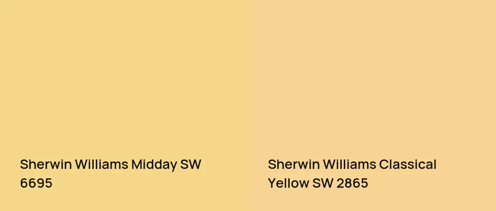 Sherwin Williams Midday SW 6695 vs Sherwin Williams Classical Yellow SW 2865
