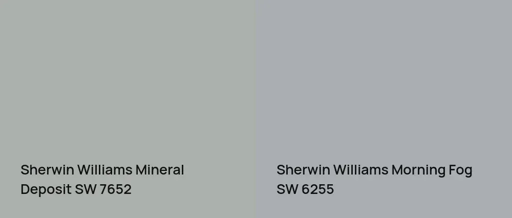 Sherwin Williams Mineral Deposit SW 7652 vs Sherwin Williams Morning Fog SW 6255