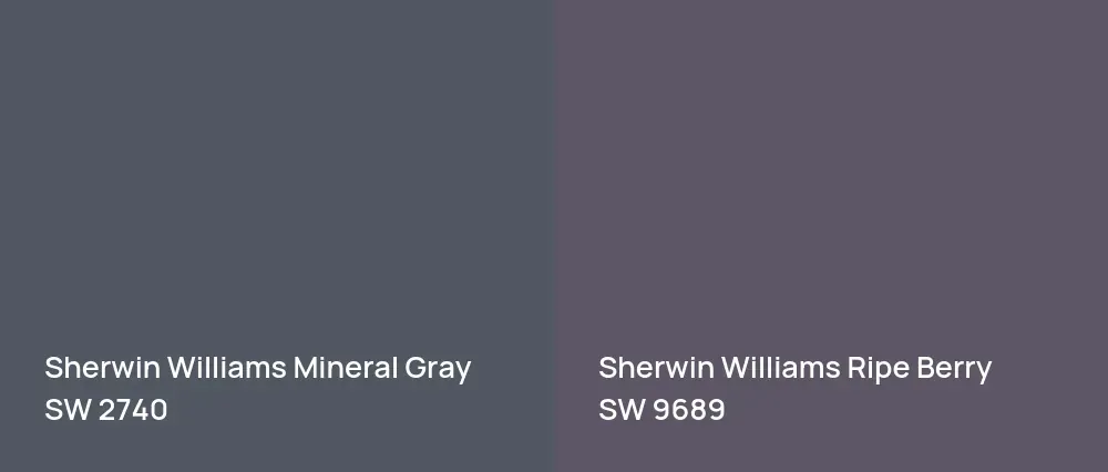 Sherwin Williams Mineral Gray SW 2740 vs Sherwin Williams Ripe Berry SW 9689