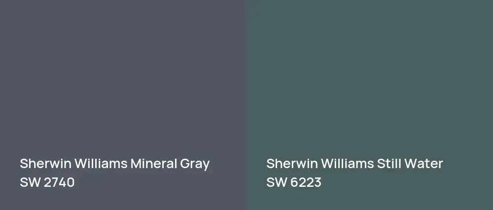 Sherwin Williams Mineral Gray SW 2740 vs Sherwin Williams Still Water SW 6223
