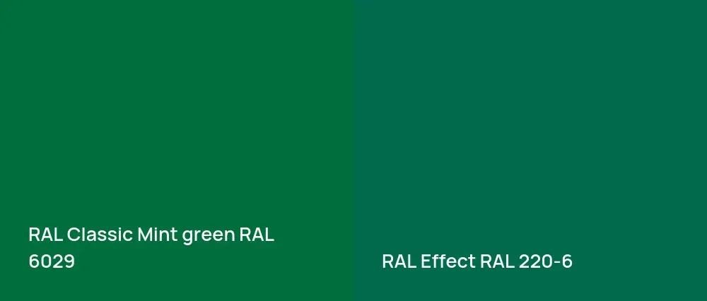 RAL Classic  Mint green RAL 6029 vs RAL Effect  RAL 220-6