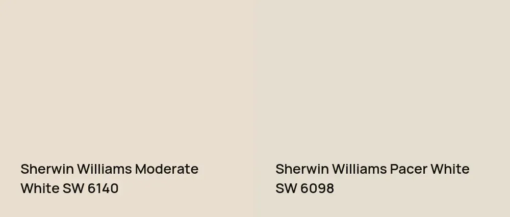 Sherwin Williams Moderate White SW 6140 vs Sherwin Williams Pacer White SW 6098