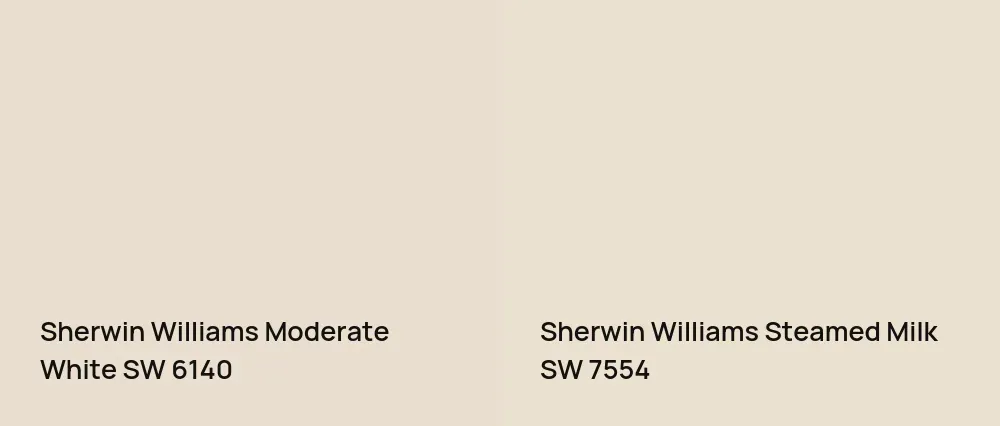 Sherwin Williams Moderate White SW 6140 vs Sherwin Williams Steamed Milk SW 7554