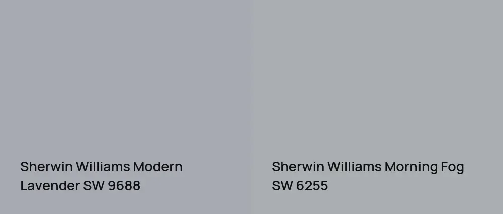 Sherwin Williams Modern Lavender SW 9688 vs Sherwin Williams Morning Fog SW 6255