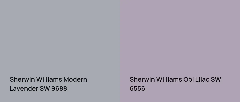 Sherwin Williams Modern Lavender SW 9688 vs Sherwin Williams Obi Lilac SW 6556