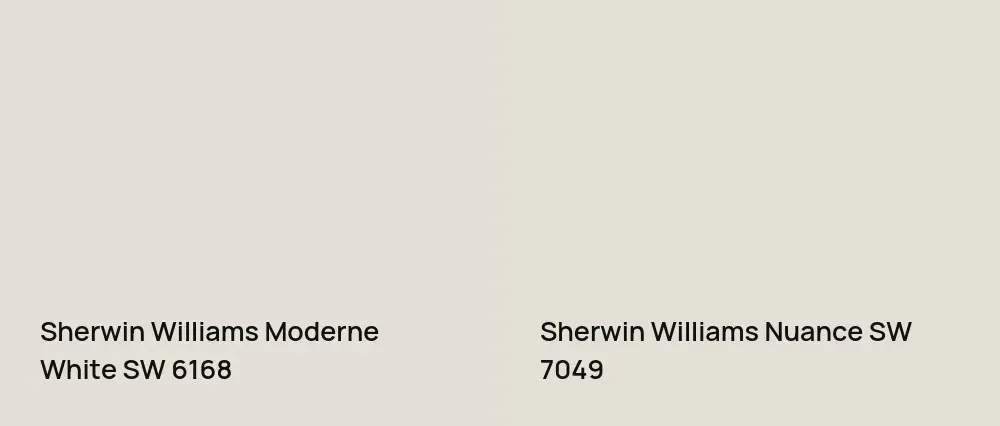 Sherwin Williams Moderne White SW 6168 vs Sherwin Williams Nuance SW 7049