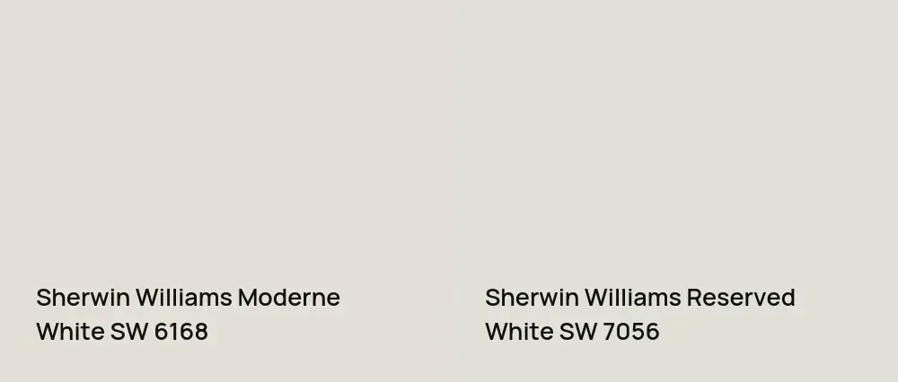 Sherwin Williams Moderne White SW 6168 vs Sherwin Williams Reserved White SW 7056
