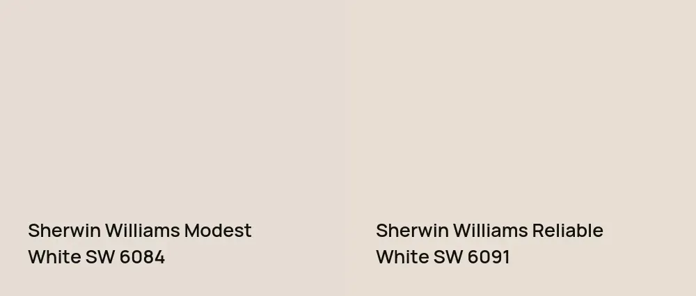 Sherwin Williams Modest White SW 6084 vs Sherwin Williams Reliable White SW 6091