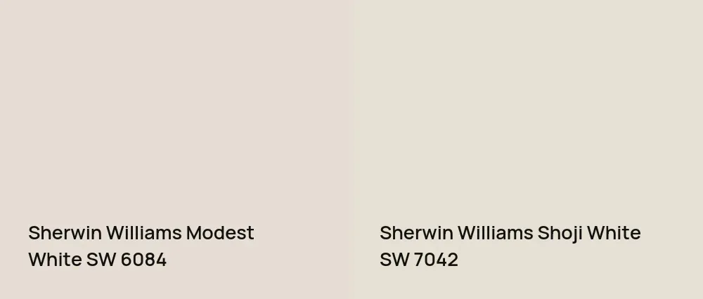 Sherwin Williams Modest White SW 6084 vs Sherwin Williams Shoji White SW 7042