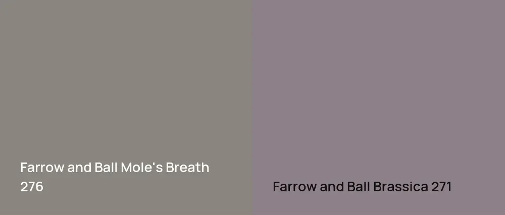 Farrow and Ball Mole's Breath 276 vs Farrow and Ball Brassica 271