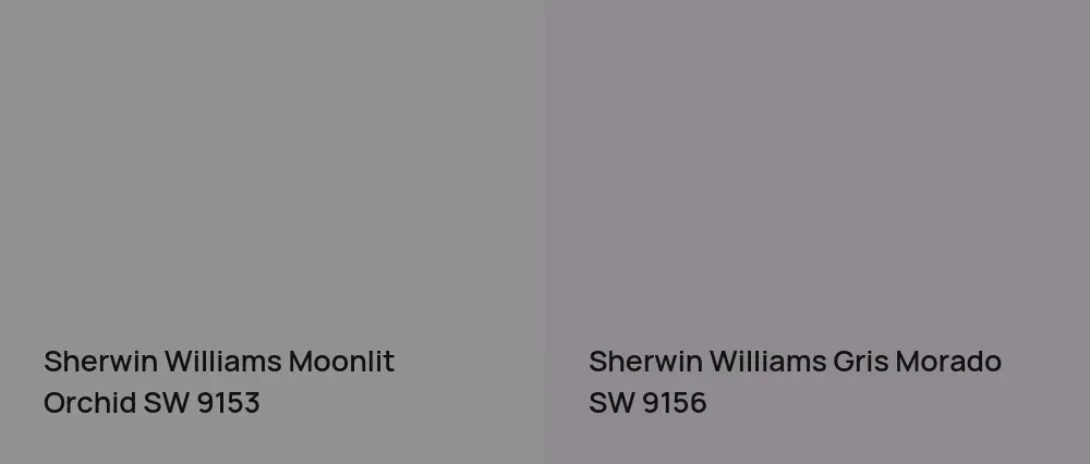 Sherwin Williams Moonlit Orchid SW 9153 vs Sherwin Williams Gris Morado SW 9156