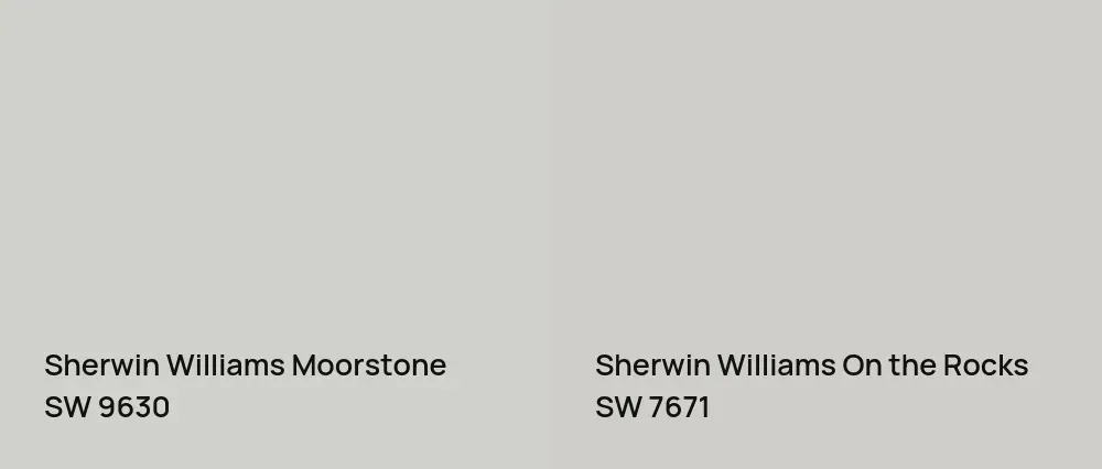 Sherwin Williams Moorstone SW 9630 vs Sherwin Williams On the Rocks SW 7671