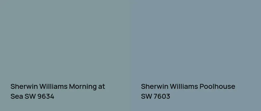 Sherwin Williams Morning at Sea SW 9634 vs Sherwin Williams Poolhouse SW 7603